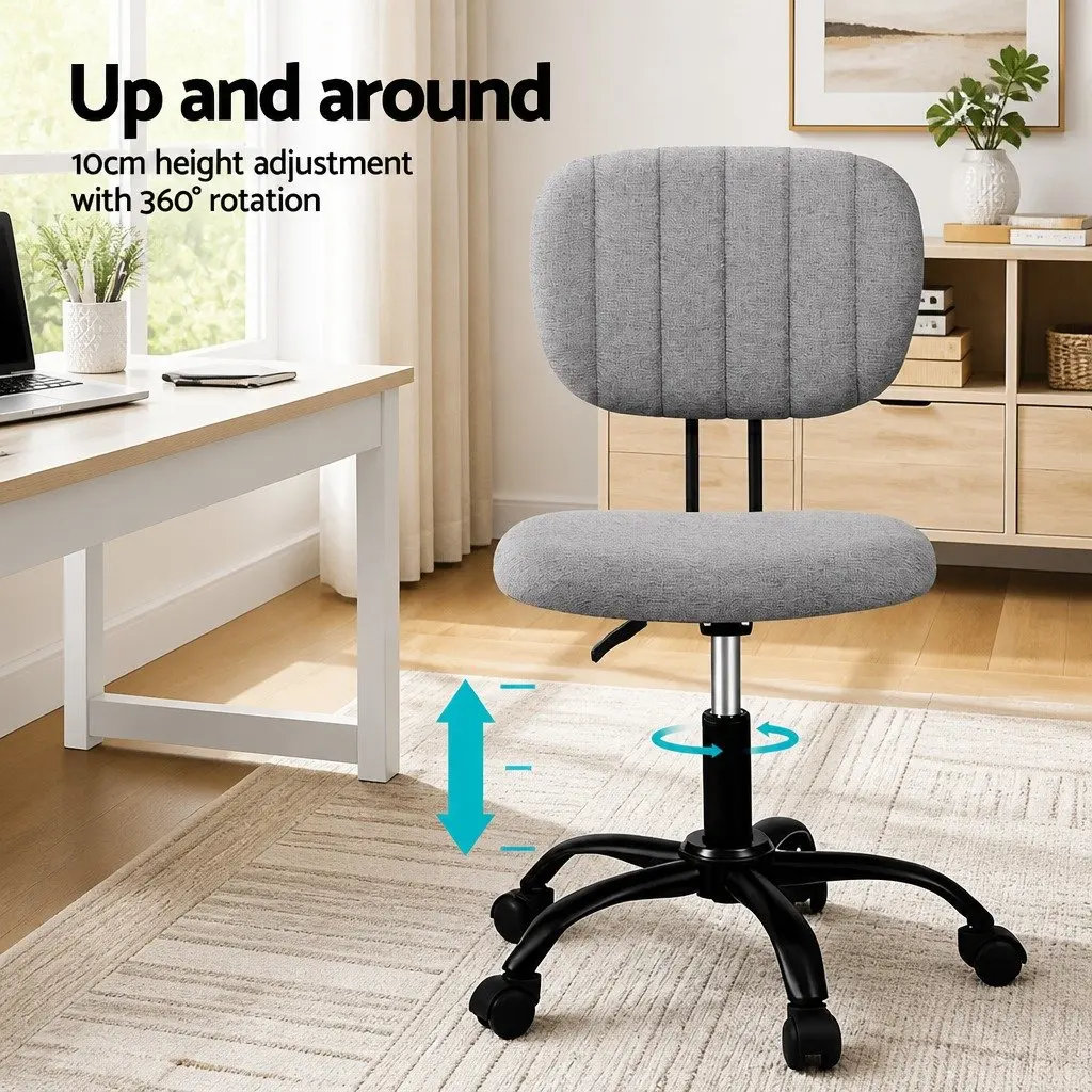 Armless Office Chair Grey Ergonomic Swivel Computer Desk Task Chair Height