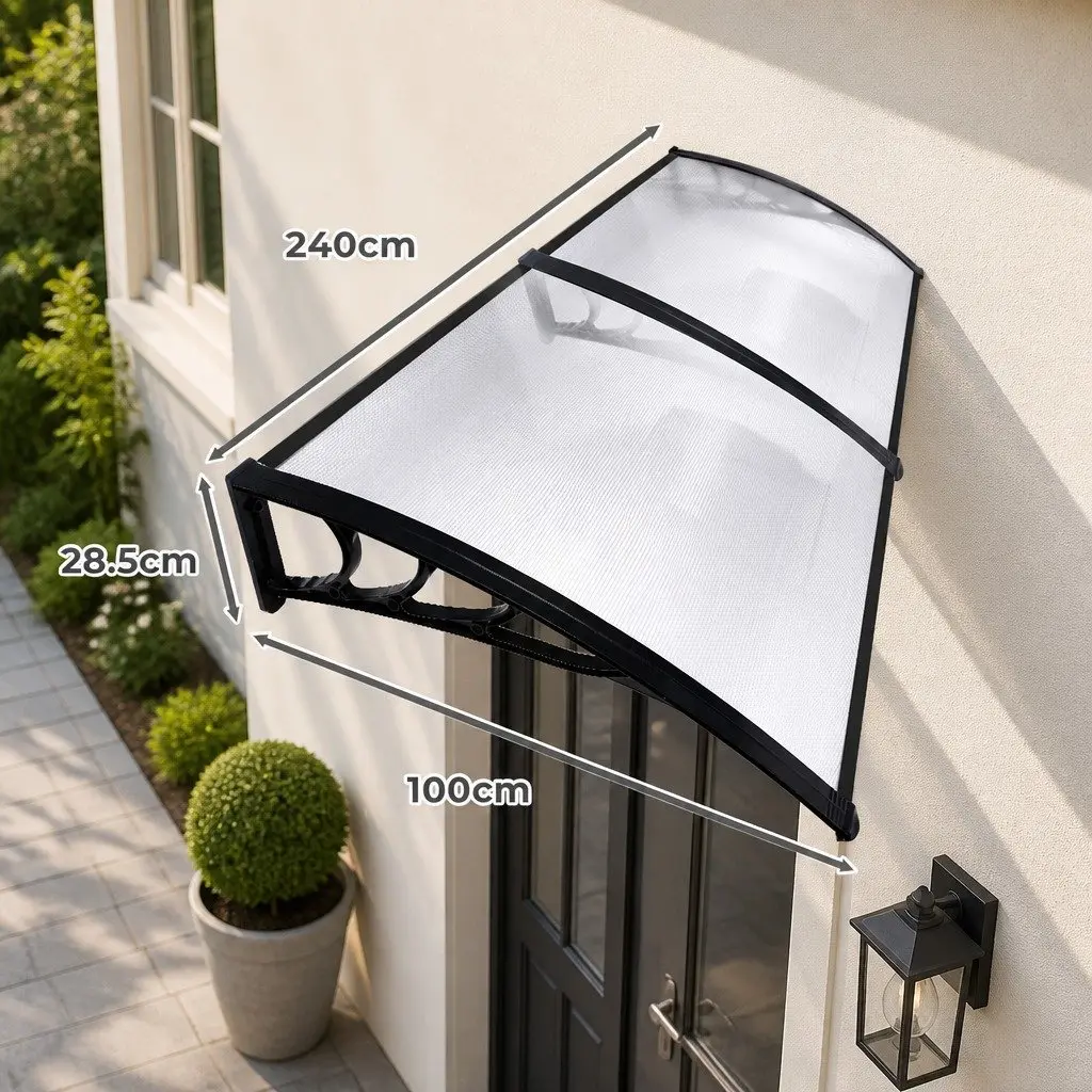 Window Door Awning Transparent Polycarbonate Panel 1M x 2.4M Outdoor Shade