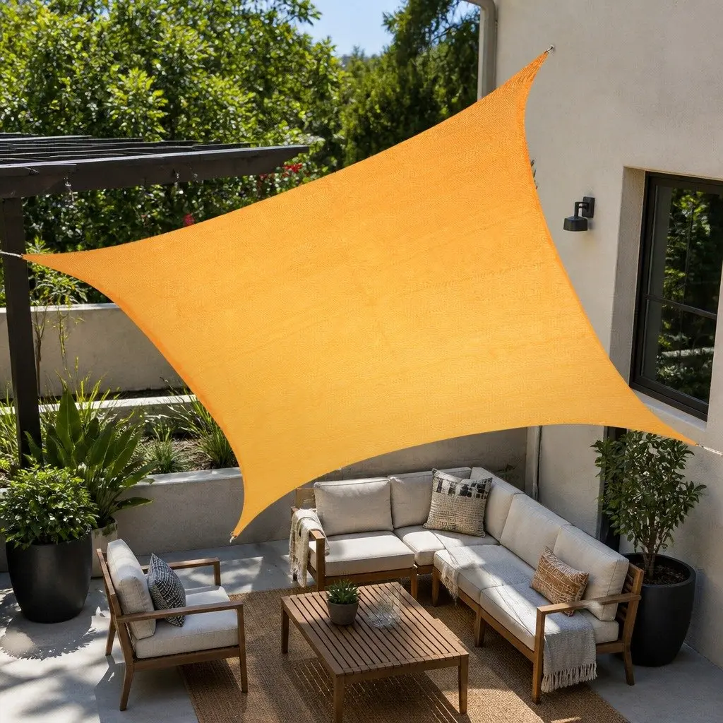 Rectangle Sun Shade Sail 5m x 5m Polyethylene Outdoor Garden Canopy UV Protection Beige