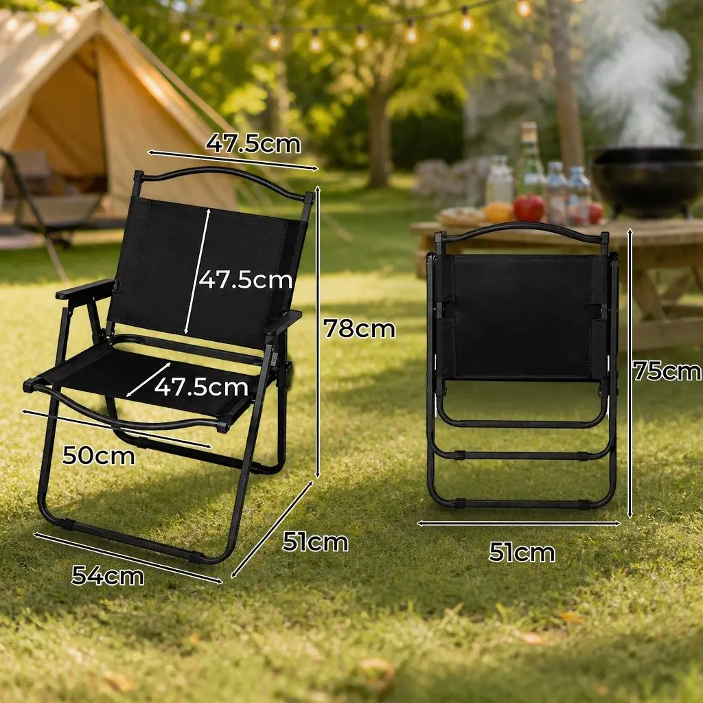 Folding Portable Lightweight Camping Chair Black 4 Piece