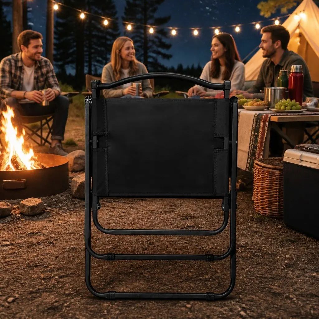 Folding Portable Lightweight Camping Chair Black 4 Piece