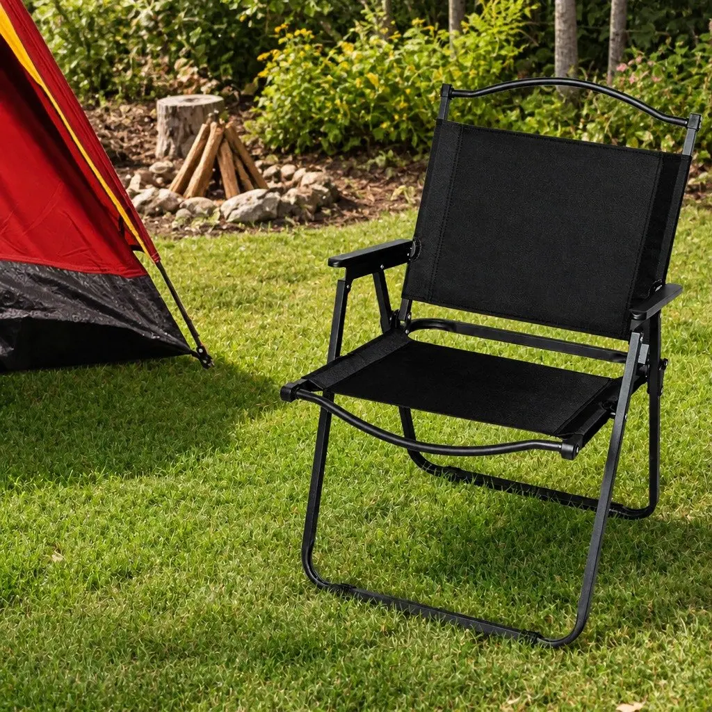 Folding Portable Lightweight Camping Chair Black 4 Piece