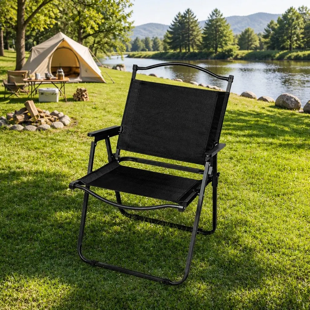 Folding Portable Lightweight Camping Chair Black 4 Piece