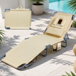 Practical Foldable Lounge Chair for Tanning and Relaxation
