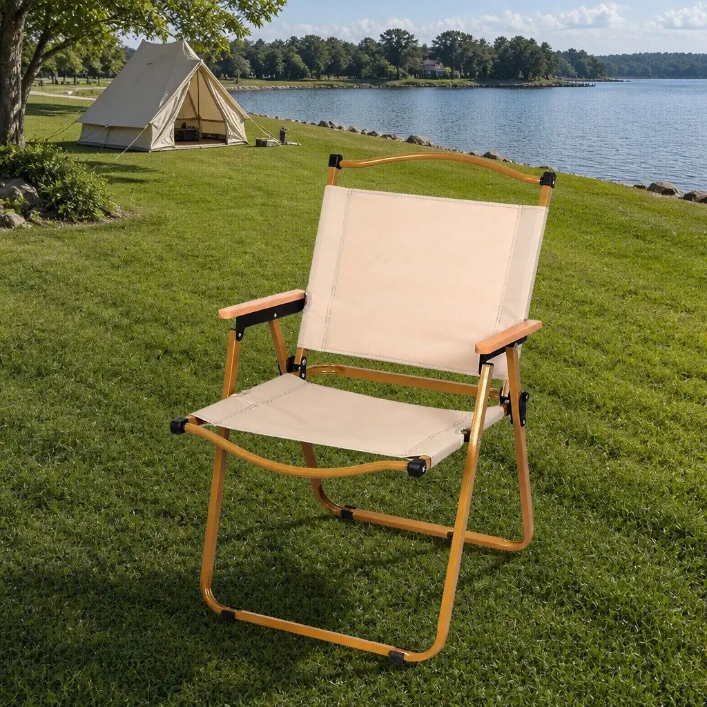Folding Camping Chair Lightweight Portable 54cm x 51cm x 78cm Beige