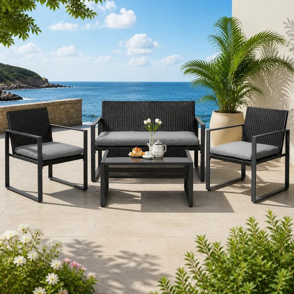 Outdoor Rattan Sofa Set for Entertaining