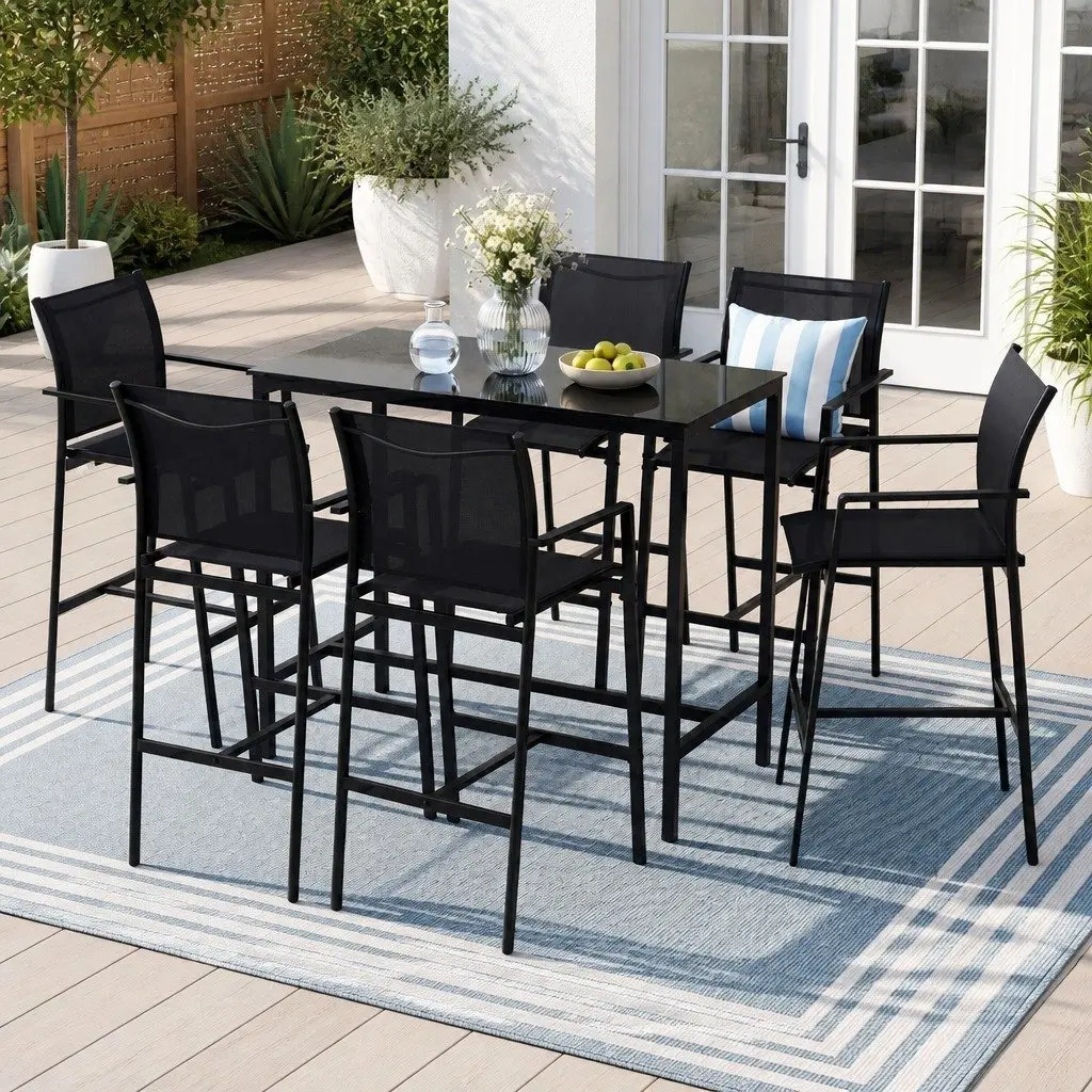 7-Piece Patio Bar Stools Dining Set