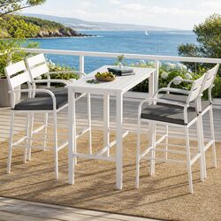 Bar Stools & Table Set 5-Piece Outdoor Patio Dining Chairs Aluminium White