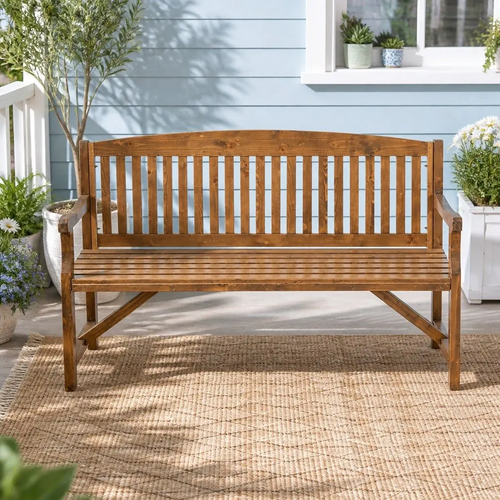 Outdoor Garden Bench Fir Wood 3 Seater Natural 5FT