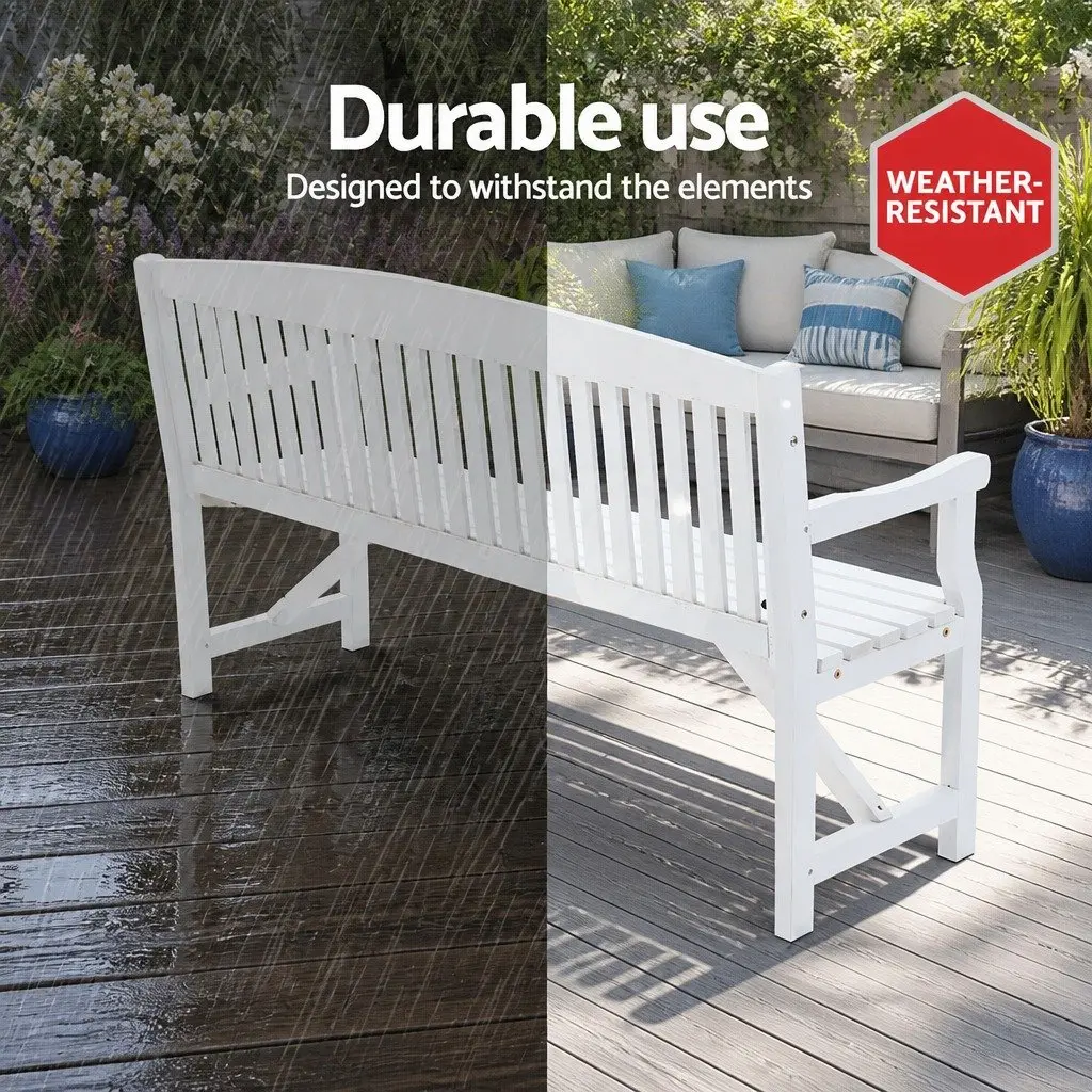 Outdoor Garden Bench Wooden 3 Seater Fir Wood Brown 5FT