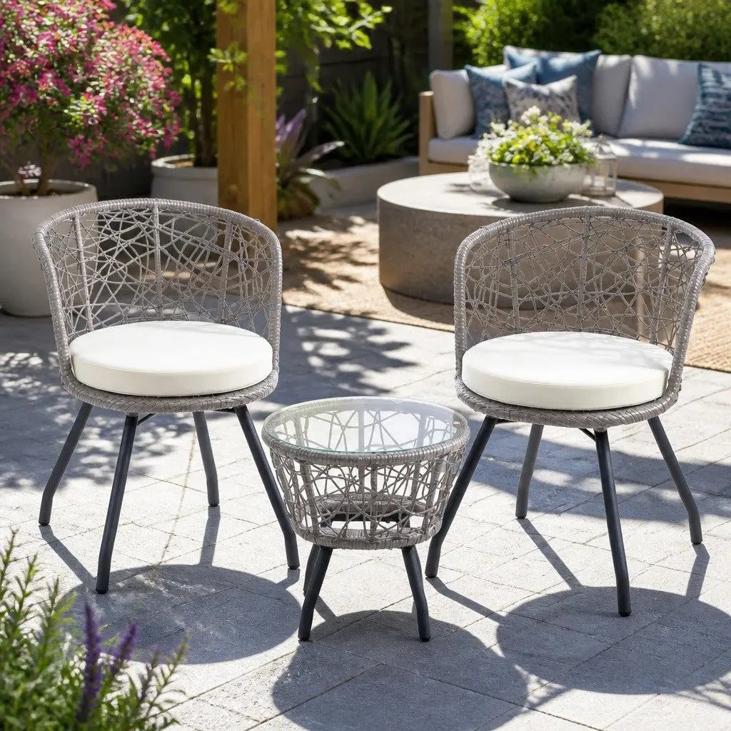 3PC Outdoor Rattan Set for Various Settings