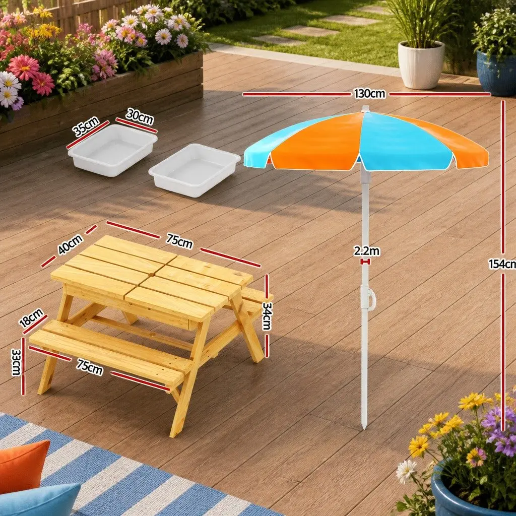 Kids Picnic Table Bench Set Solid Wood 75 x 40 cm Wood Colour
