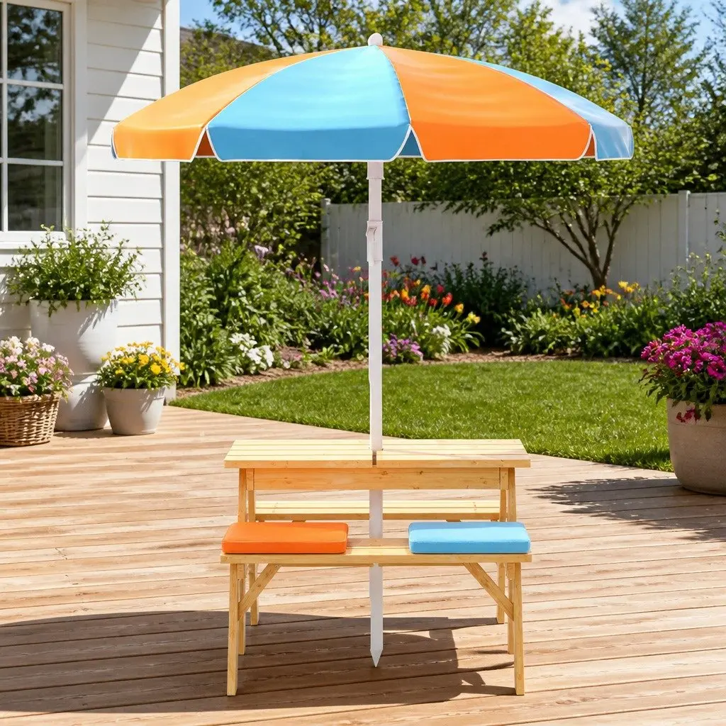 Kids Picnic Table Bench Set Solid Wood 75 x 40 cm Wood Colour
