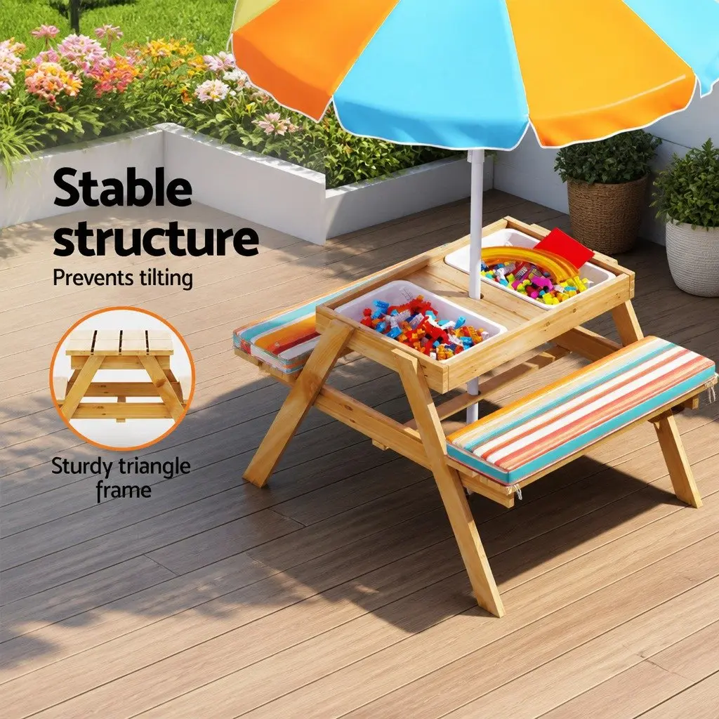 Kids Picnic Table Bench Set Solid Wood 75 x 40 cm Wood Colour