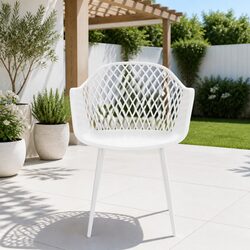 Outdoor Dining Chairs 4PC Patio Lounge Furniture Set White Garden Modern