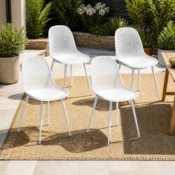 Practical 4PC Set of Yellow Outdoor Dining Chairs