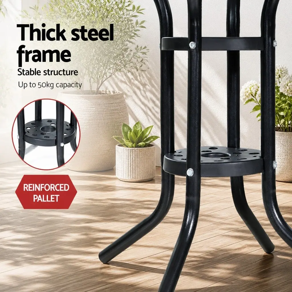 3 Piece Outdoor Bistro Set Glass Top Table Wicker Chairs Cushions Patio Garden