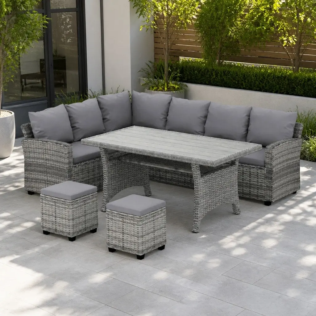 8-Seater Wicker Dining Set for Outdoor Gatherings