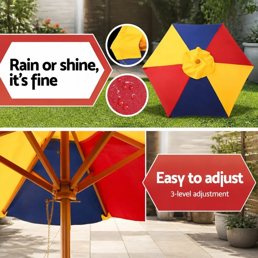 Kids Wooden Picnic Table Set Multicoloured Outdoor Indoor 75cm L x 40cm W x 54cm H