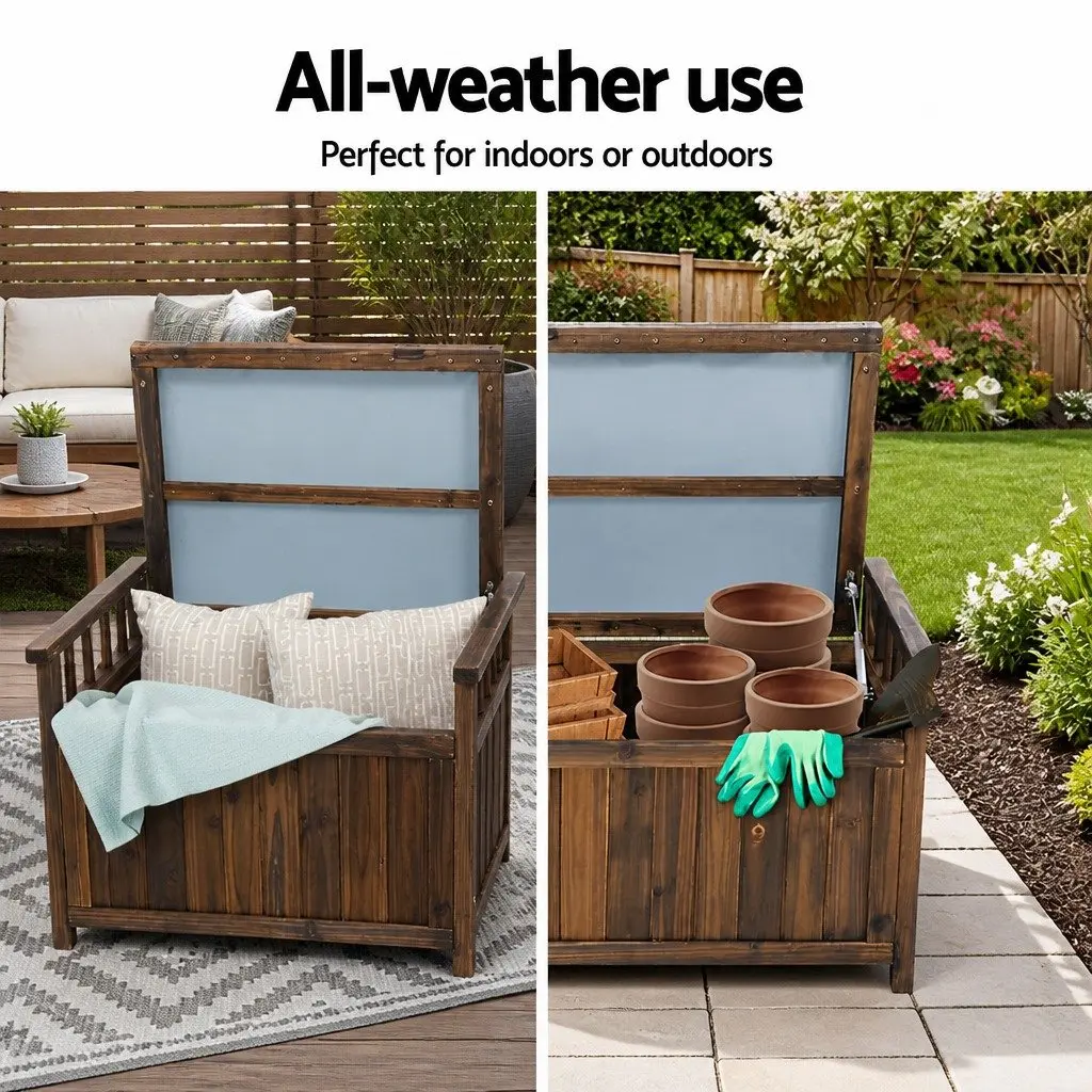 Outdoor Storage Bench Box Fir Wood Charcoal 106cm x 60cm x 51.5cm