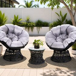 Papasan Chair and Table Set for Versatile Home Use