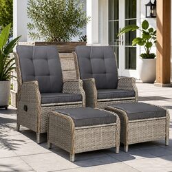 Versatile Wicker Recliner Set for Your Garden or Patio