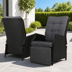 Wicker Recliner Chair Sun Lounge Outdoor Furniture Patio Adjustable Lounger