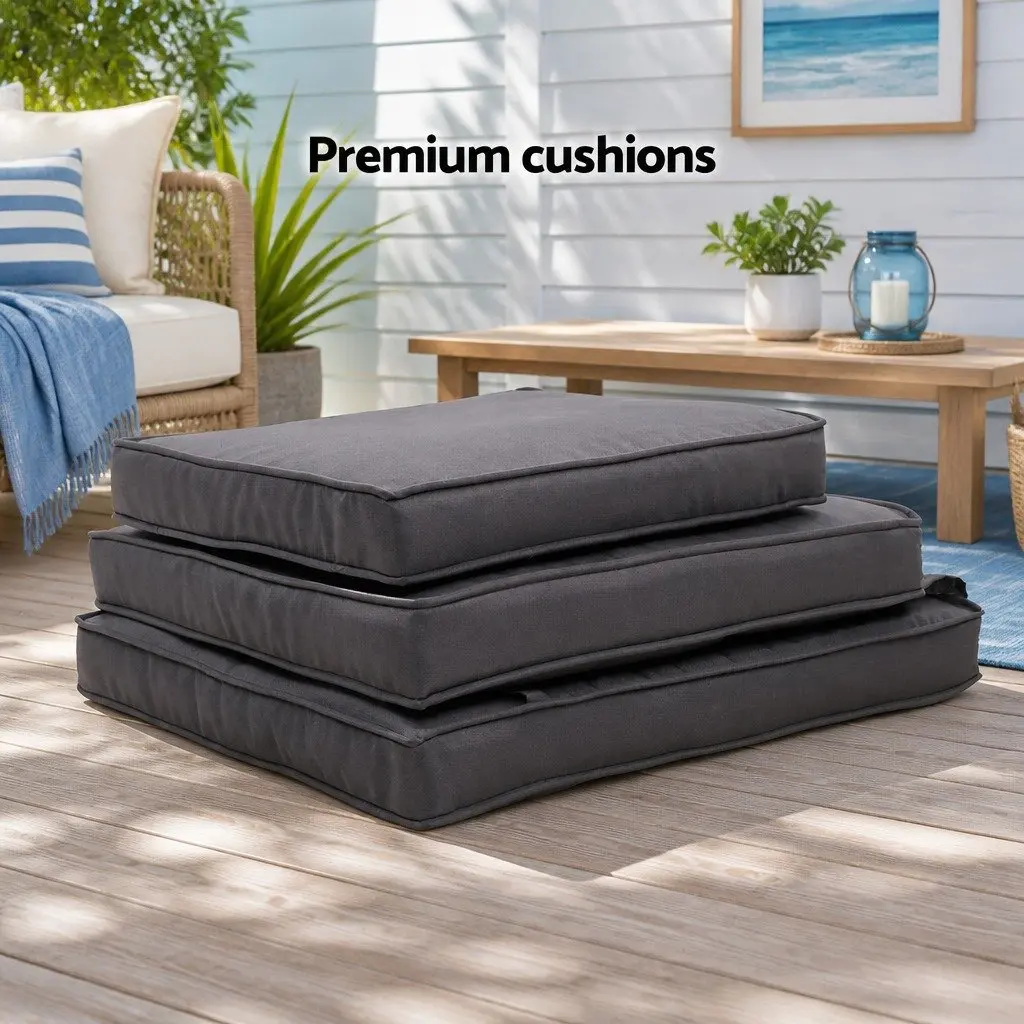 3 Piece Outdoor Wicker Recliner Set Black Adjustable Size with Ottoman and Side Table