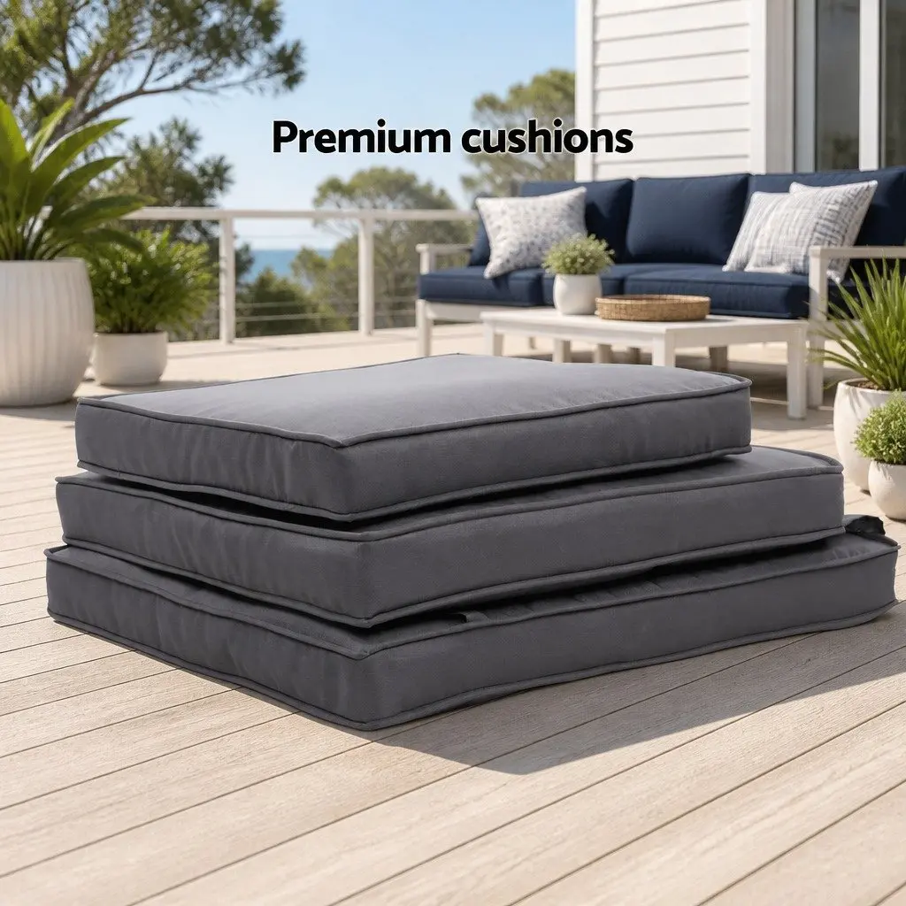 Outdoor Lounge Furniture Set Black Wicker 5 Piece Including Recliner Chairs Ottoman and Table