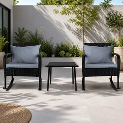 Versatile 3-Piece Rocking Chair Set for Indoor and Outdoor Use