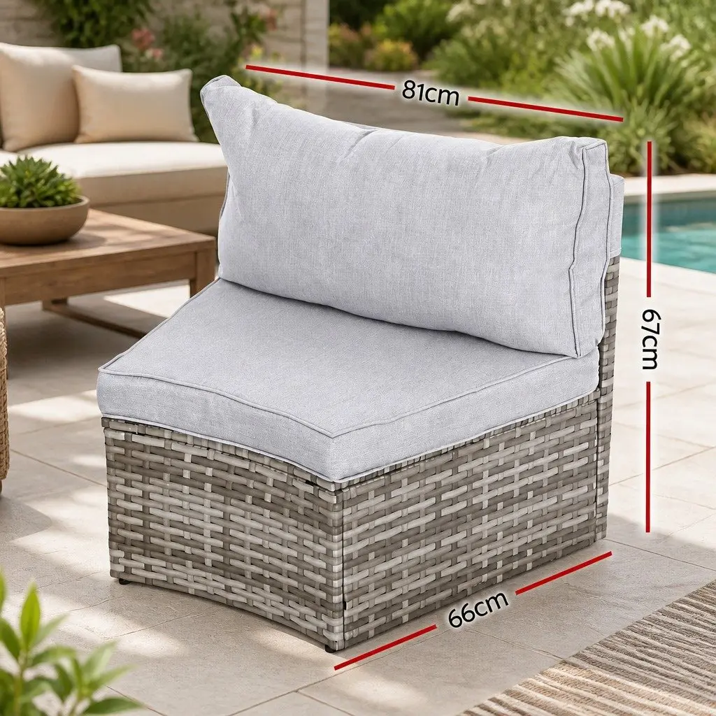 2 Piece Outdoor Sofa Set Modular Rattan Lounge Chair Garden Patio Furniture Grey
