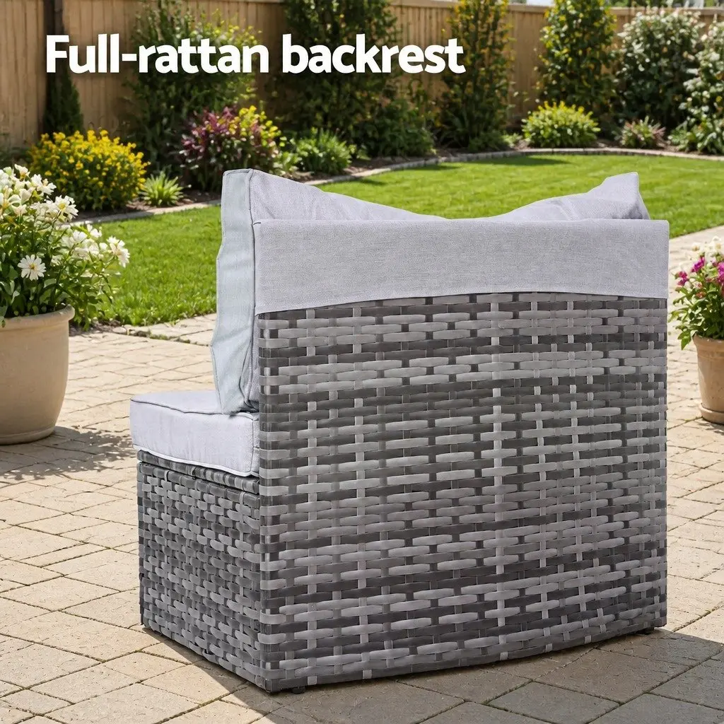 2 Piece Outdoor Sofa Set Modular Rattan Lounge Chair Garden Patio Furniture Grey