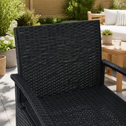 Practical 3-Piece Wicker Patio Lounge Set with Glass Top