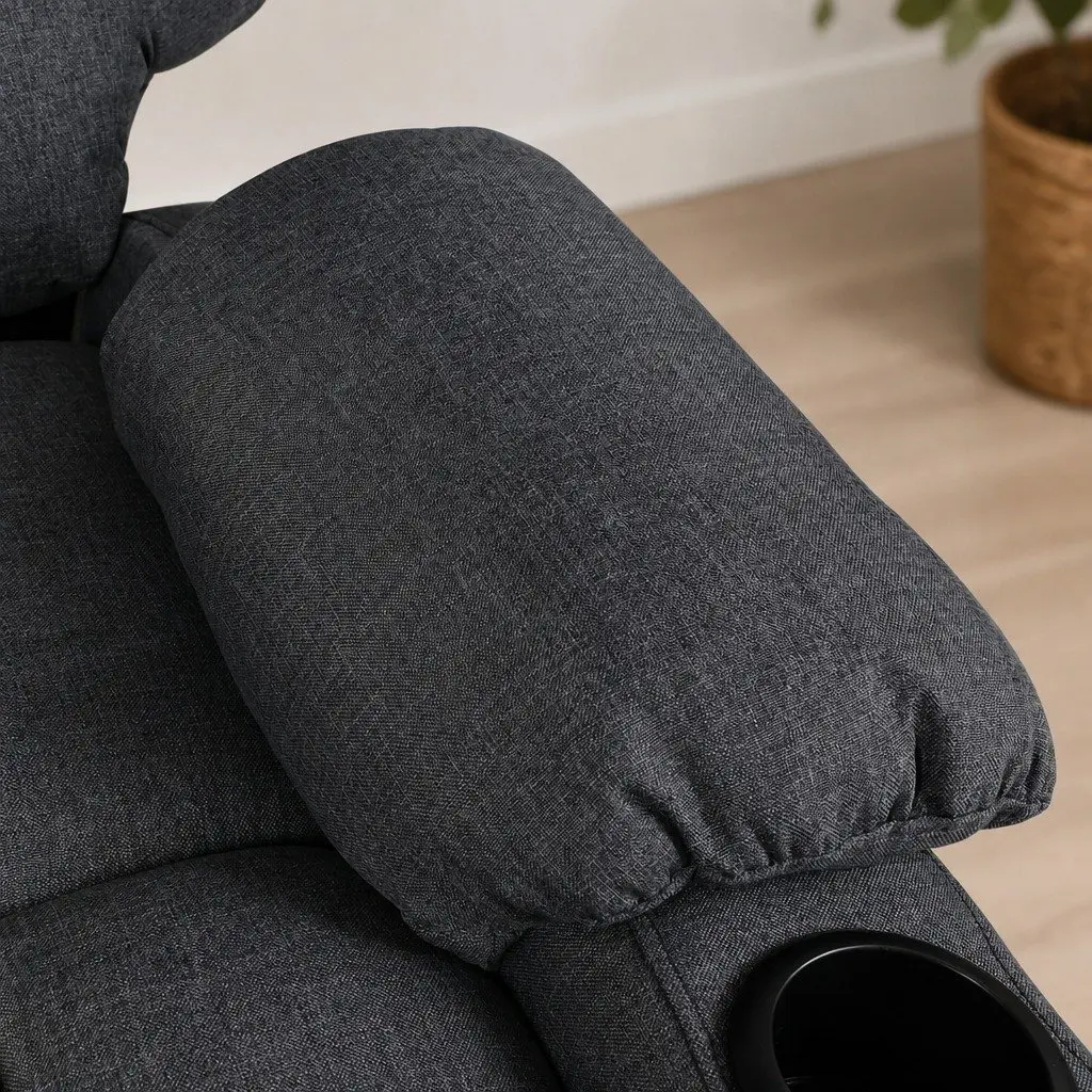 Electric Lift Recliner Chair Microfibre Grey Adjustable