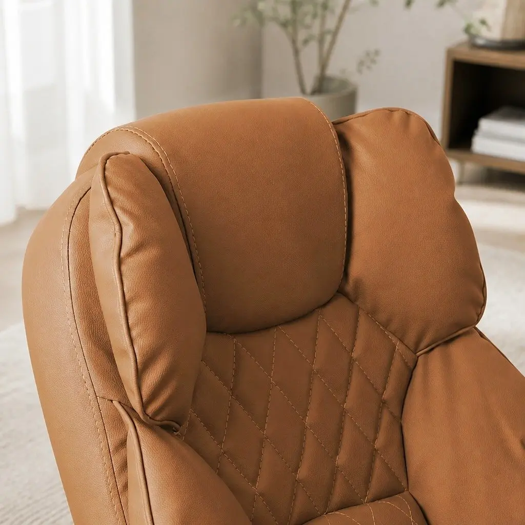 Gaming Chair PU Leather Adjustable Reclining Brown 60cm W x 60cm D x 107116cm H