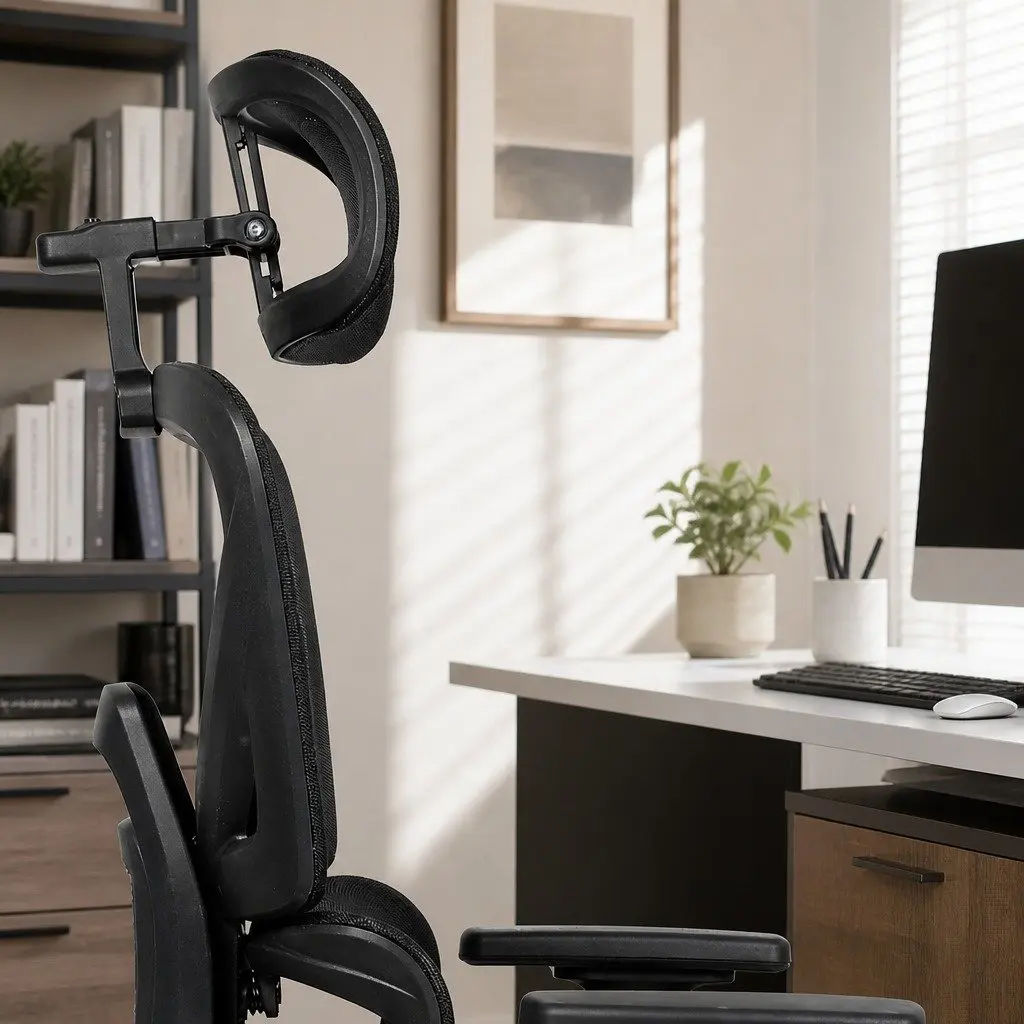Ergonomic Office Chair Mesh Black Adjustable Lumbar Retractable Footrest 67cm W x 109cm D x 116124cm H