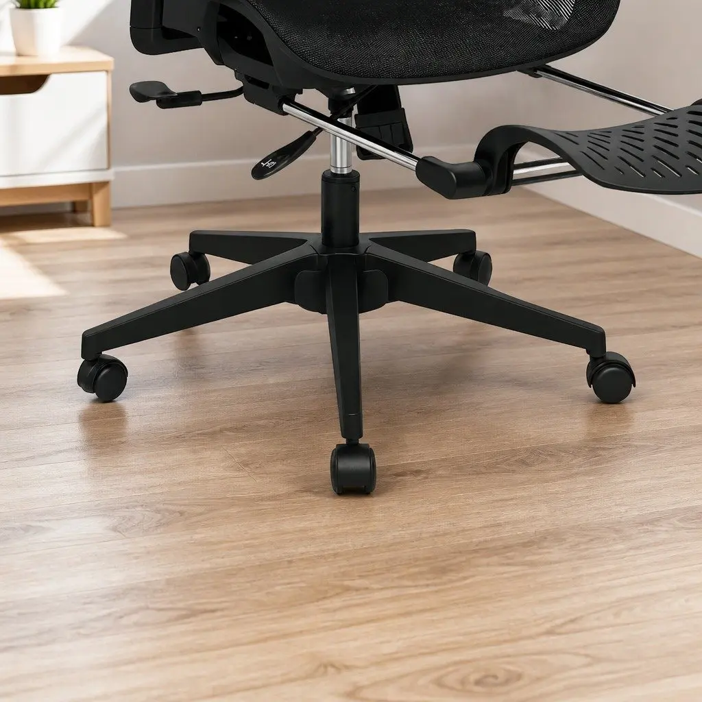 Ergonomic Office Chair Mesh Black Adjustable Lumbar Retractable Footrest 67cm W x 109cm D x 116124cm H