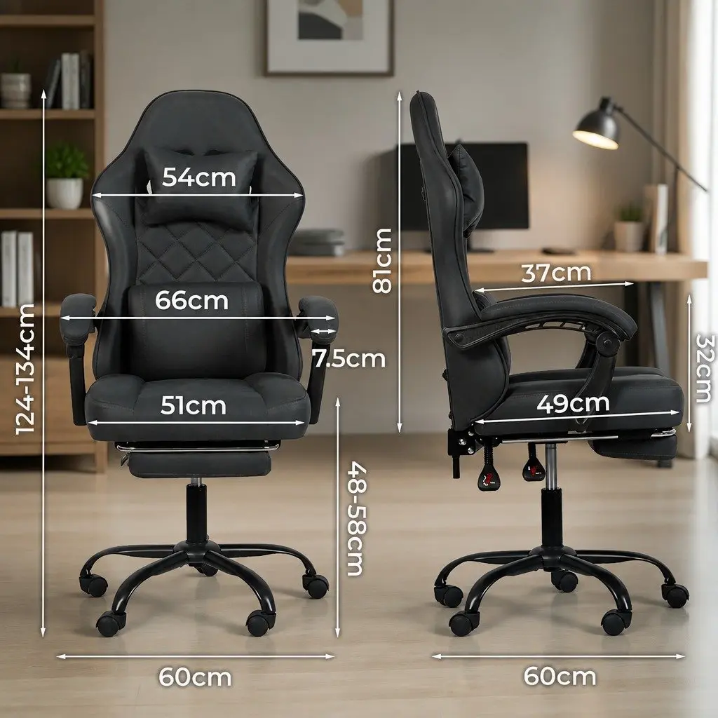 Office Chair Ergonomic High Back Deep Grey Swivel Reclining Computer Desk