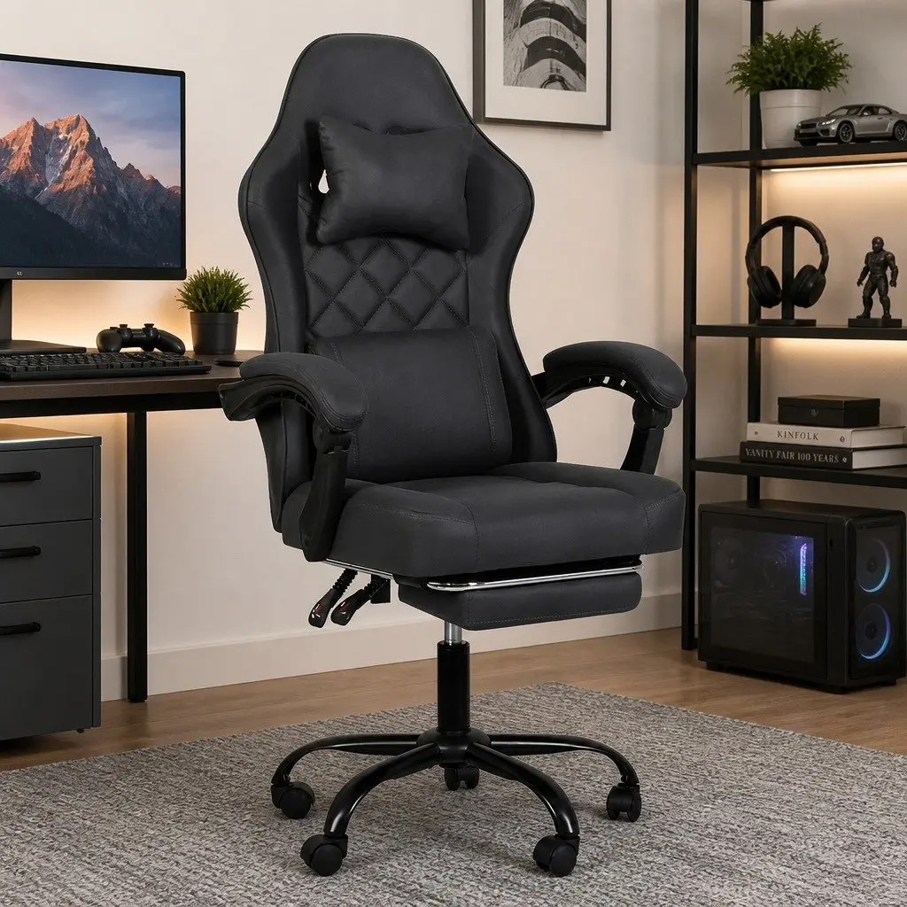 Office Chair Ergonomic High Back Deep Grey Swivel Reclining Computer Desk