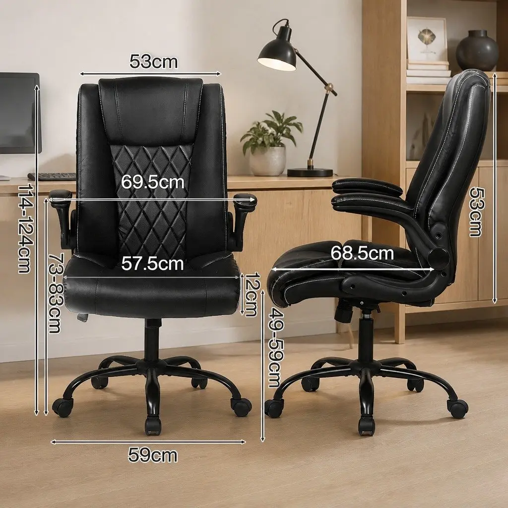 Executive Office Chair High Back Reclining PU Leather Black