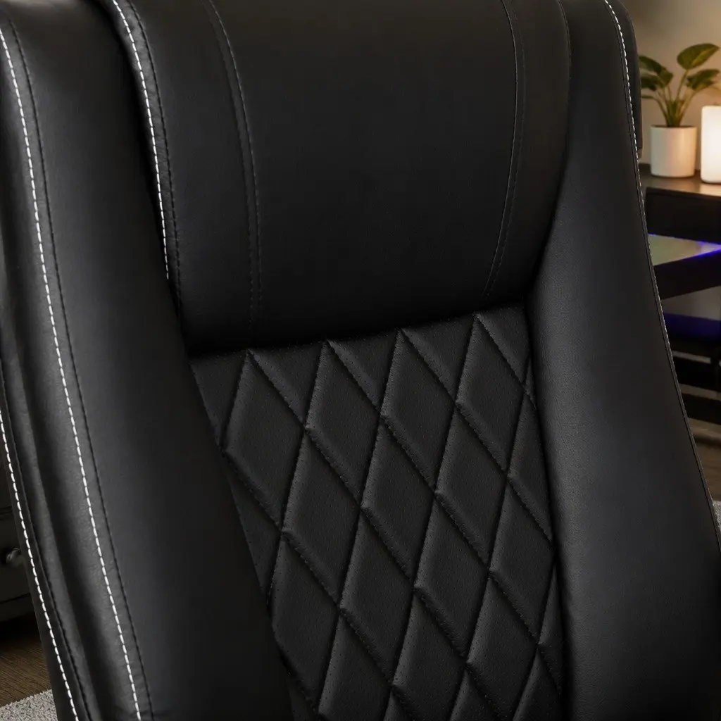 Executive Office Chair High Back Reclining PU Leather Black