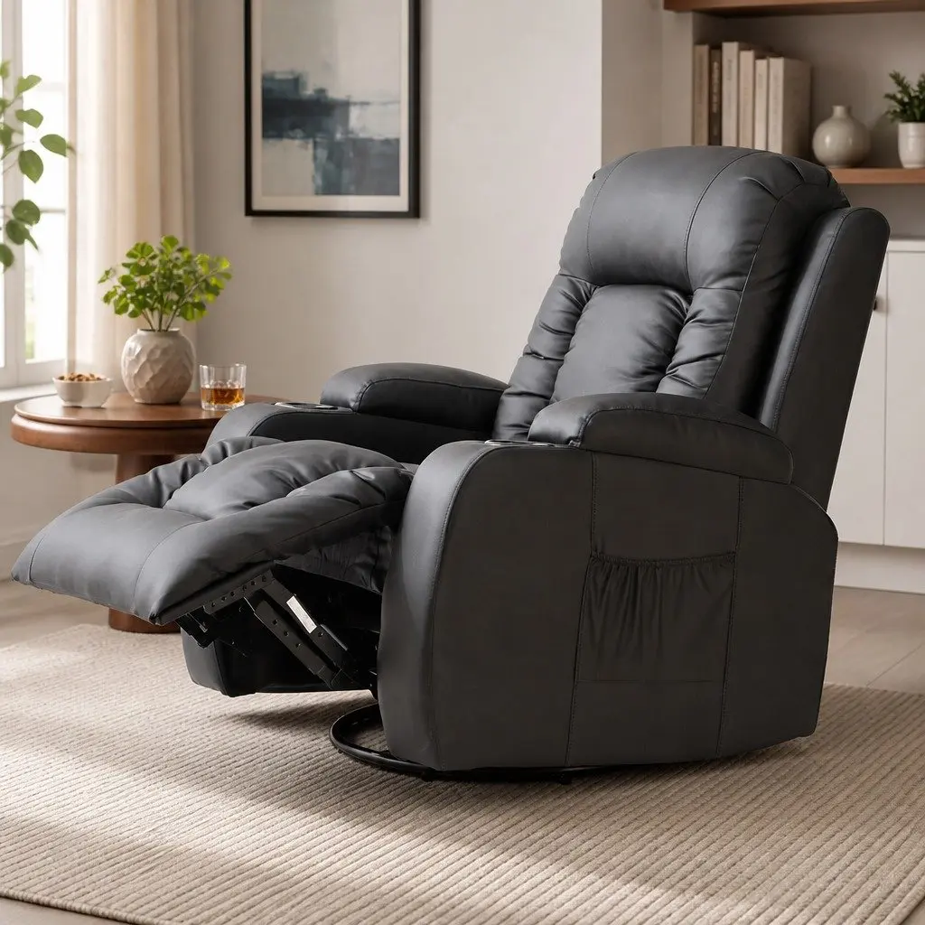 Massage Recliner Chair 360 Swivel Heated Lumbar Electric Full Body Relaxation