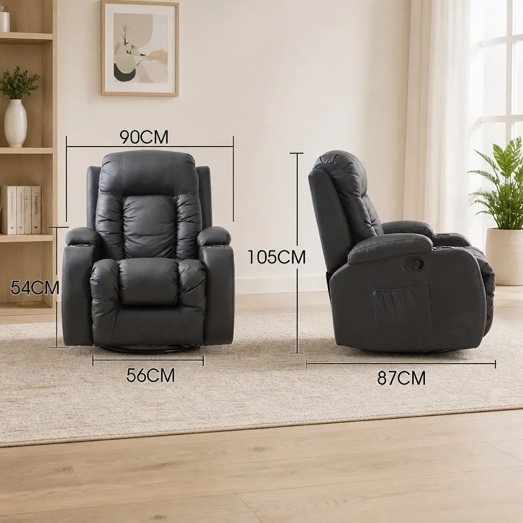 Massage Recliner Chair 360 Swivel Heated Lumbar Electric Full Body Relaxation