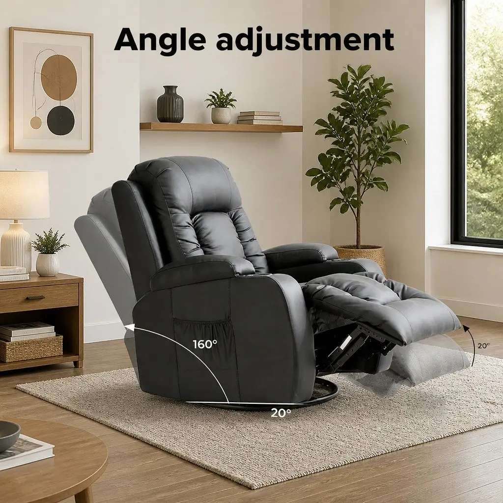 Massage Recliner Chair 360 Swivel Heated Lumbar Electric Full Body Relaxation
