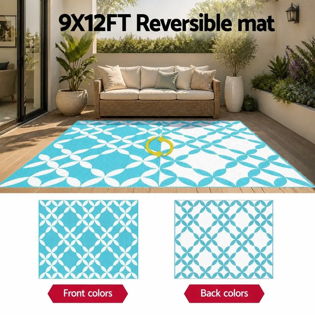 Outdoor Area Rug Reversible Dual-Sided Patio Carpet Large Mat Portable Garden