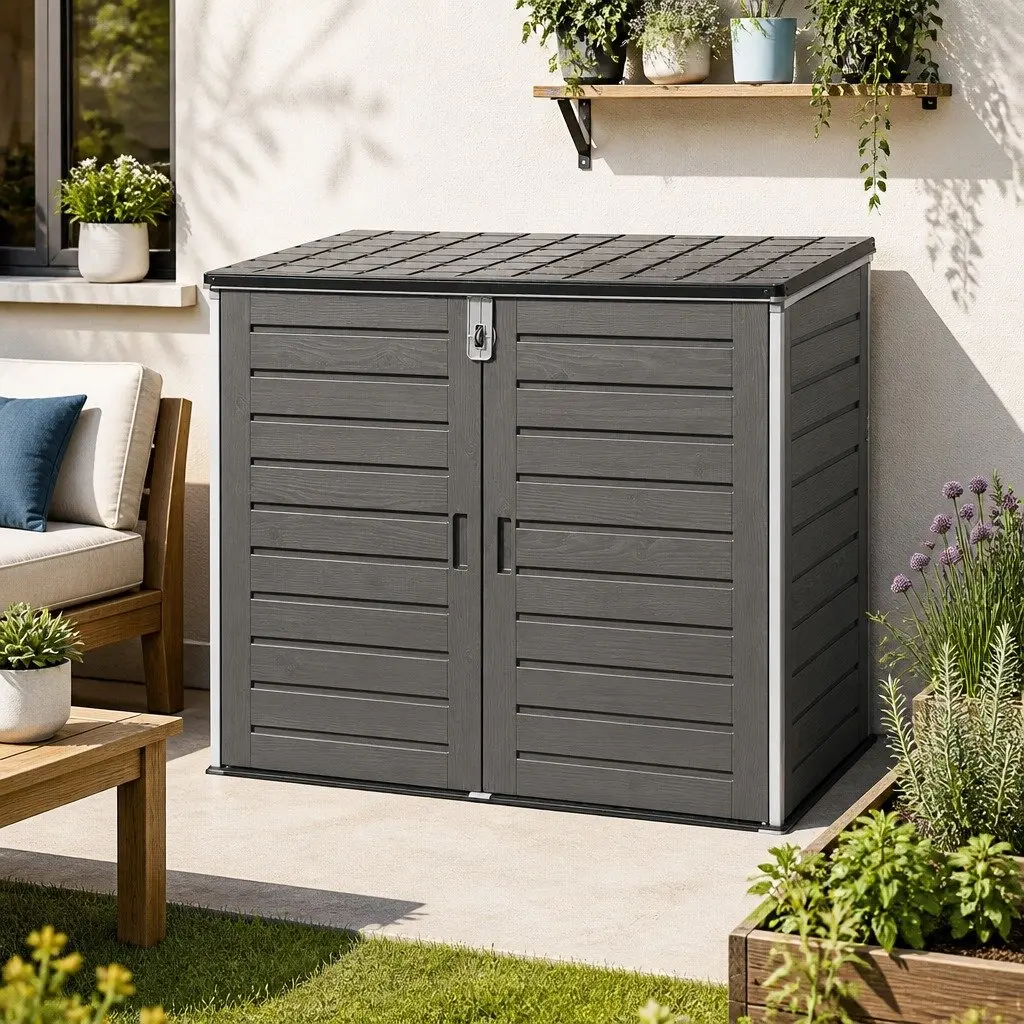 Outdoor Storage Box Weather-Resistant 1170L Grey Tool Organizer Container