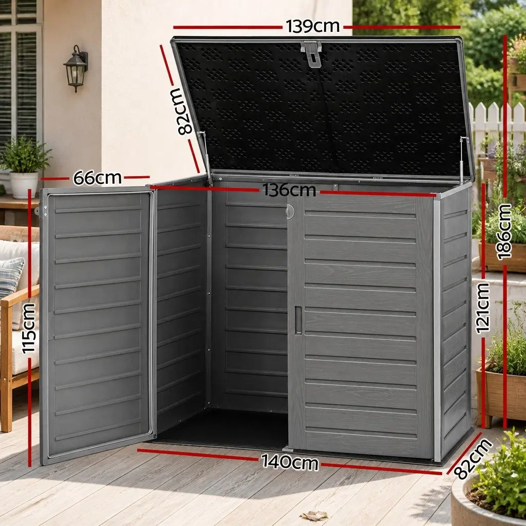 Outdoor Storage Box Weather-Resistant 1170L Grey Tool Organizer Container