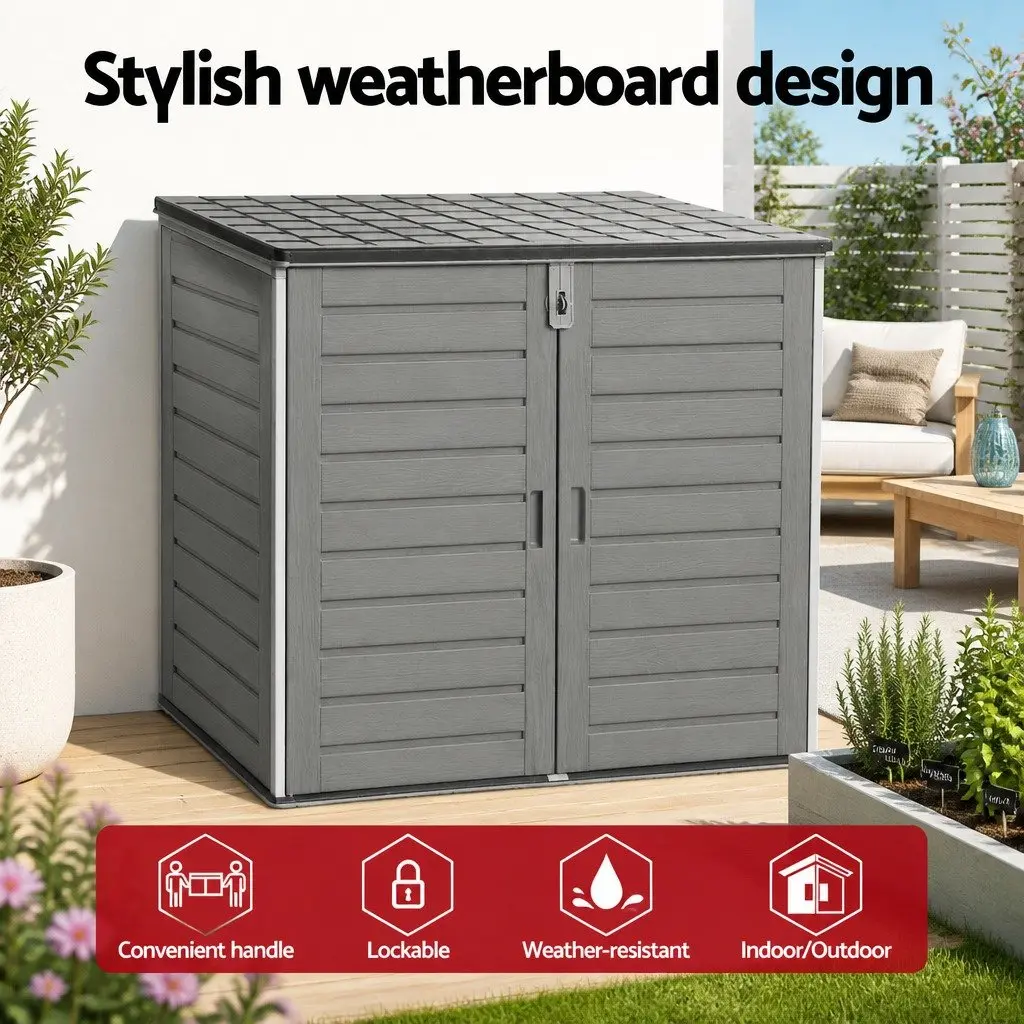 Outdoor Storage Box Weather-Resistant 1170L Grey Tool Organizer Container