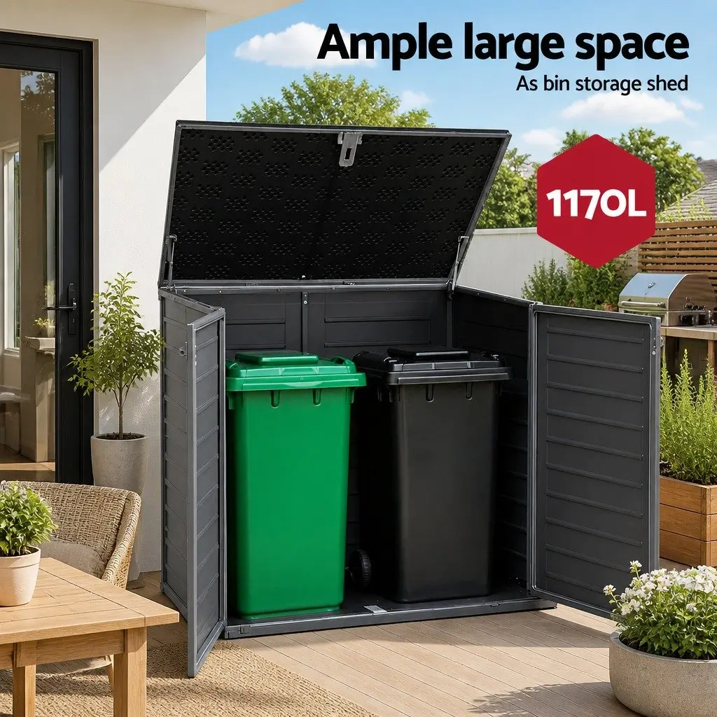 Outdoor Storage Box Weather-Resistant 1170L Grey Tool Organizer Container