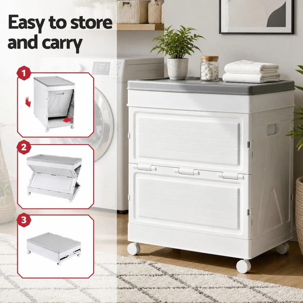 Outdoor Storage Box PP 159L Beige Portable Foldable with Wheels